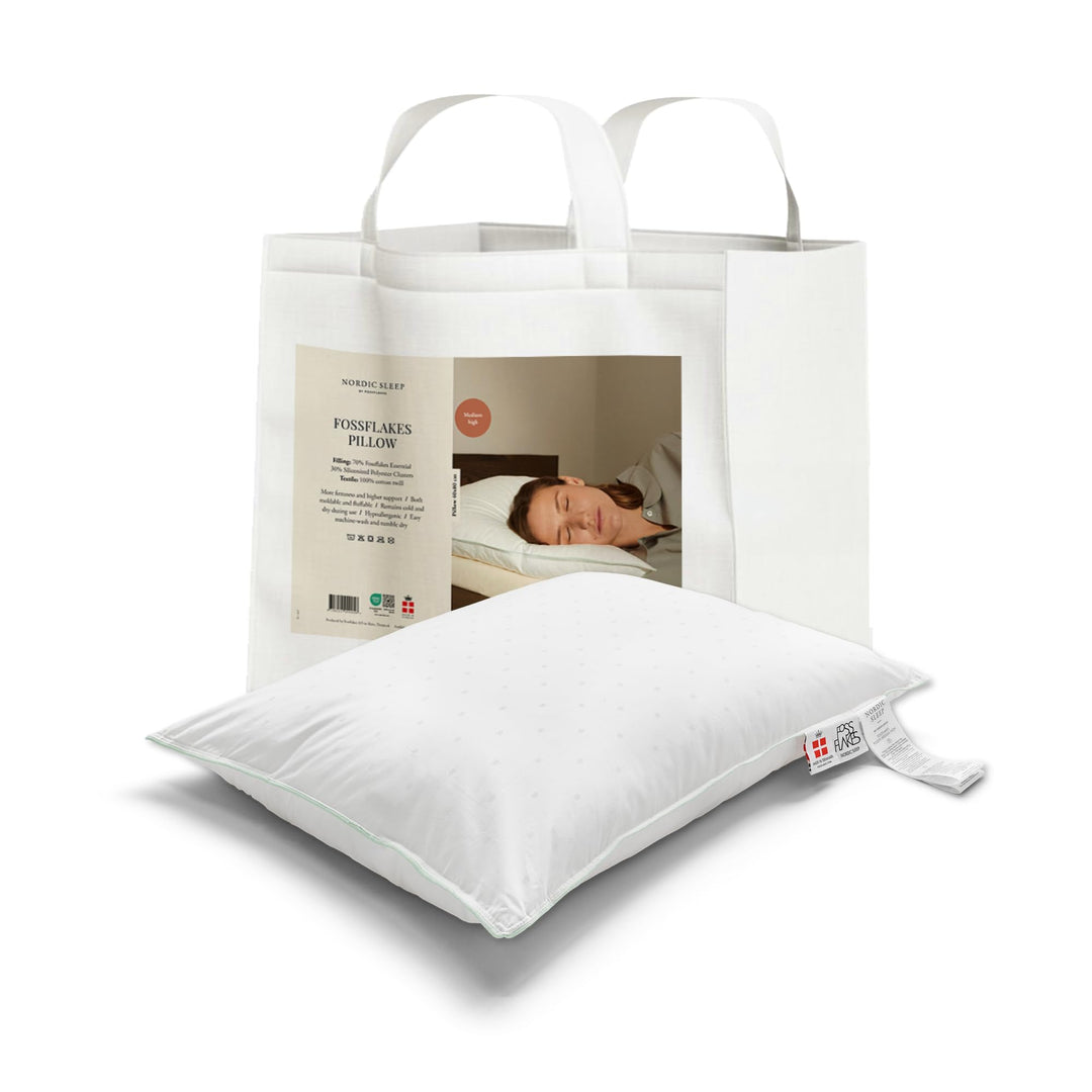 FOSSFLAKES Nordic Sleep by Kissen Mittel Hoch - Komfortkissen für Seitenschläferkissen, Nackenstützk