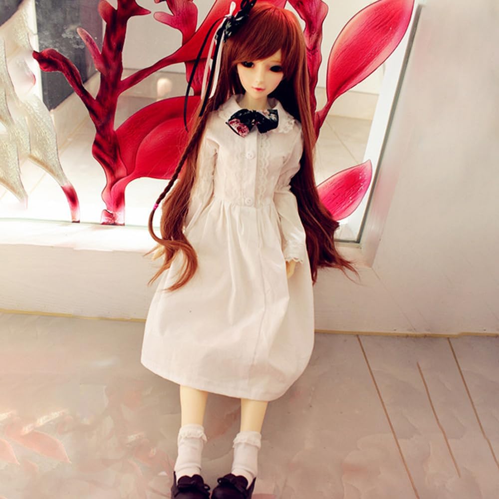 niannyyhouse 1/3 1/4 1/6 BJD Puppen Kleidung Weiss Kleider Blumenrock Bogen Kopfschmuck Socken Garte