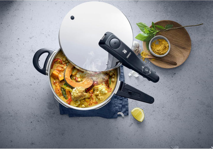 WMF Perfect One Pot Schnellkochtopf Induktion 6,5l, Dampfkochtopf, grosses Kochsignal, 2 Kochstufen,