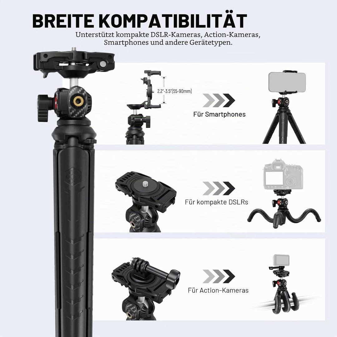 NEEWER Handy Stativ Mini Tripod Flexible mit Fernbedienung, Halterung Smartphone Vlog Selfie Stock,