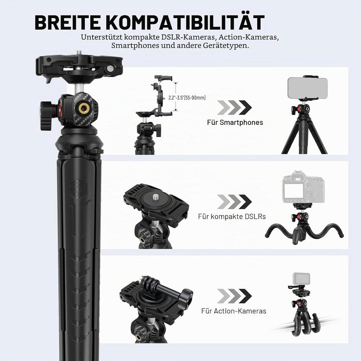 NEEWER Handy Stativ Mini Tripod Flexible mit Fernbedienung, Halterung Smartphone Vlog Selfie Stock,
