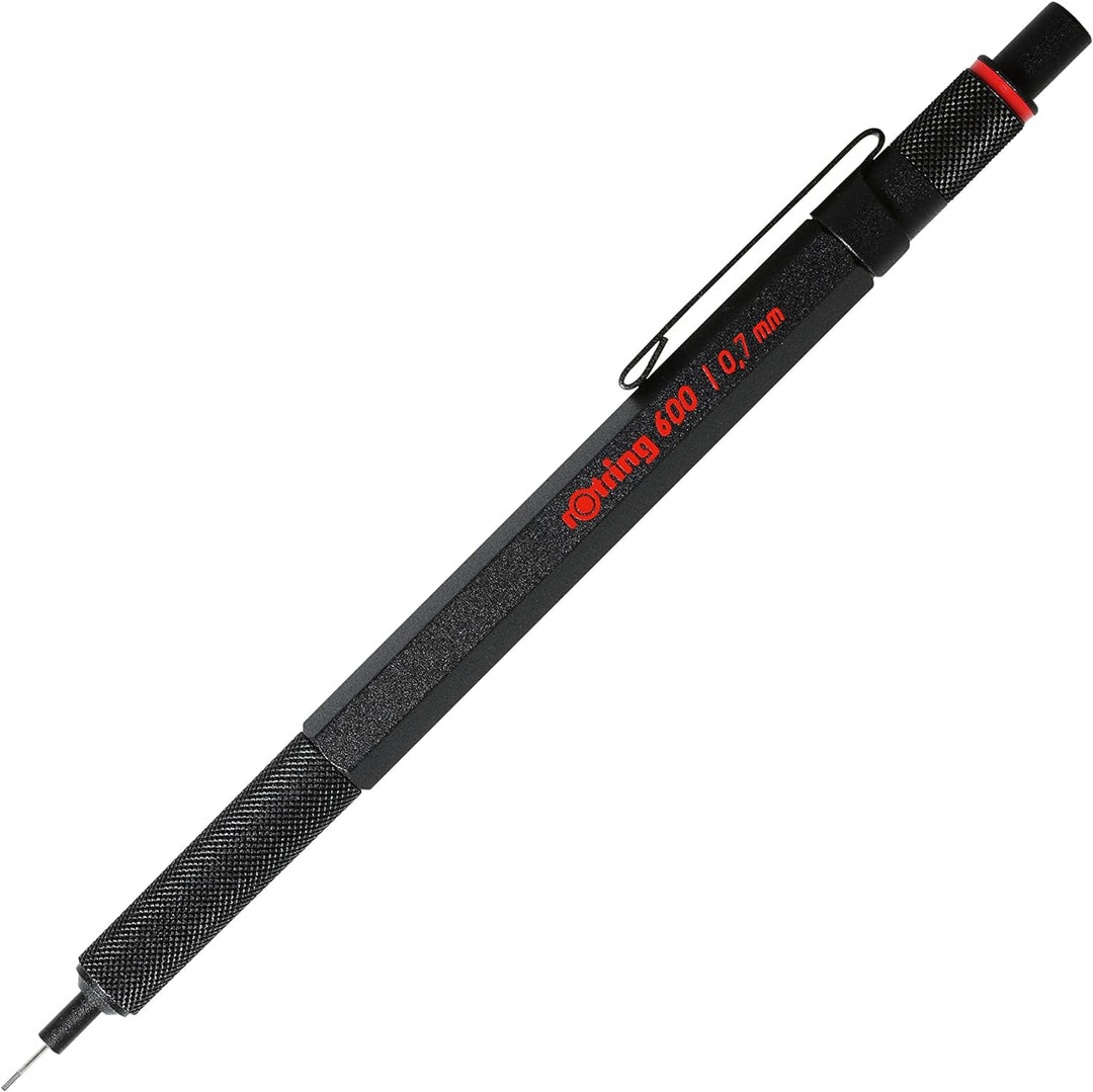 rOtring 600 Druckbleistift | 0,7 mm | schwarz | Ergonomisches Vollmetallgehäuse 1 Stück (1er Pack) M
