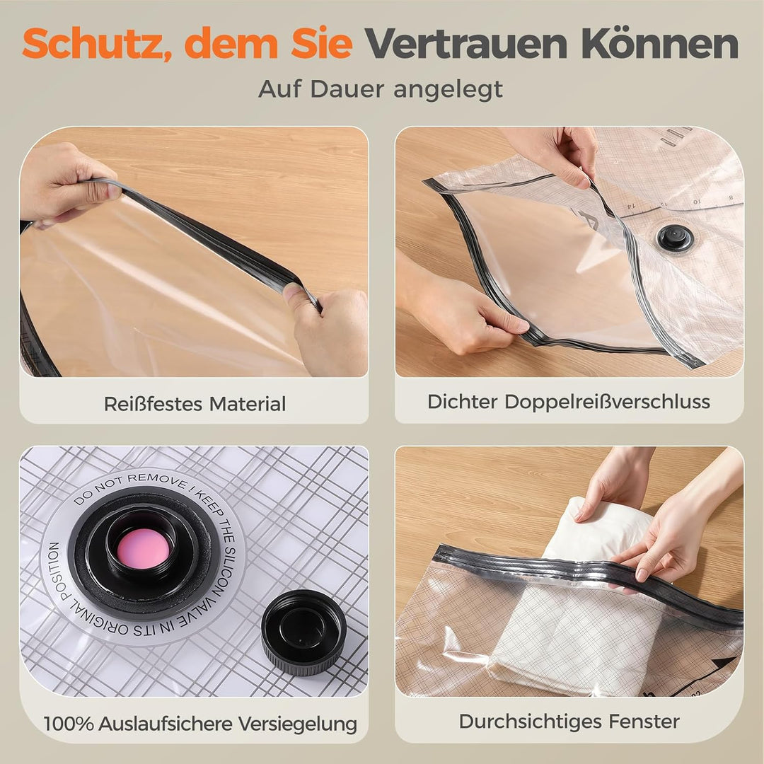Innsky 9er Set Vakuumbeutel Kleidung mit kabelloser USB-C Vakuumpumpe – 3 Grössen (40x50/47x60/54x70