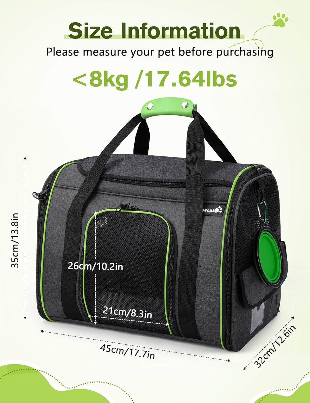 pecute Transportbox Katze,Katzen Transportboxen mit Haustiernest, Faltbare Katzentasche Transporttas