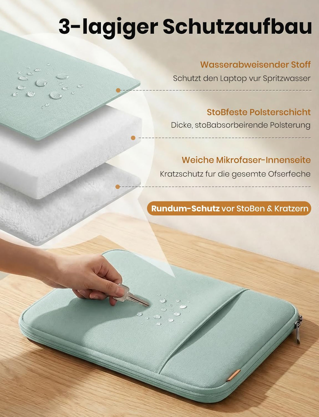 DOMISO 15,6 Zoll Laptoptasche Hülle Stossfest Wasserdicht Laptop Sleeve PC Case Notebook Schutztasch