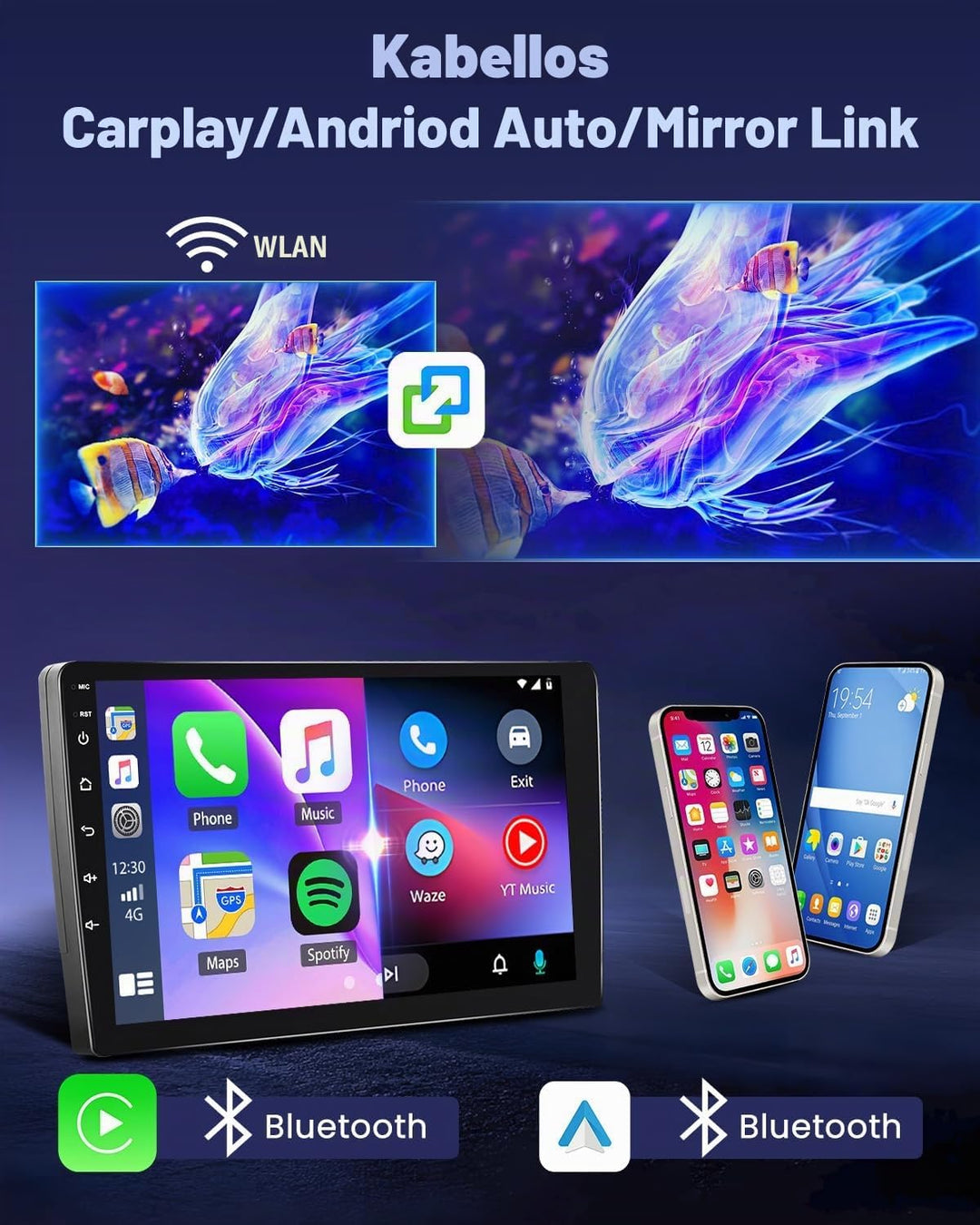 Hikity Autoradio für Mazda 2 2007-2014 [4+64GB] Android 15 Radio CarPlay Android Auto Wireless Bilds