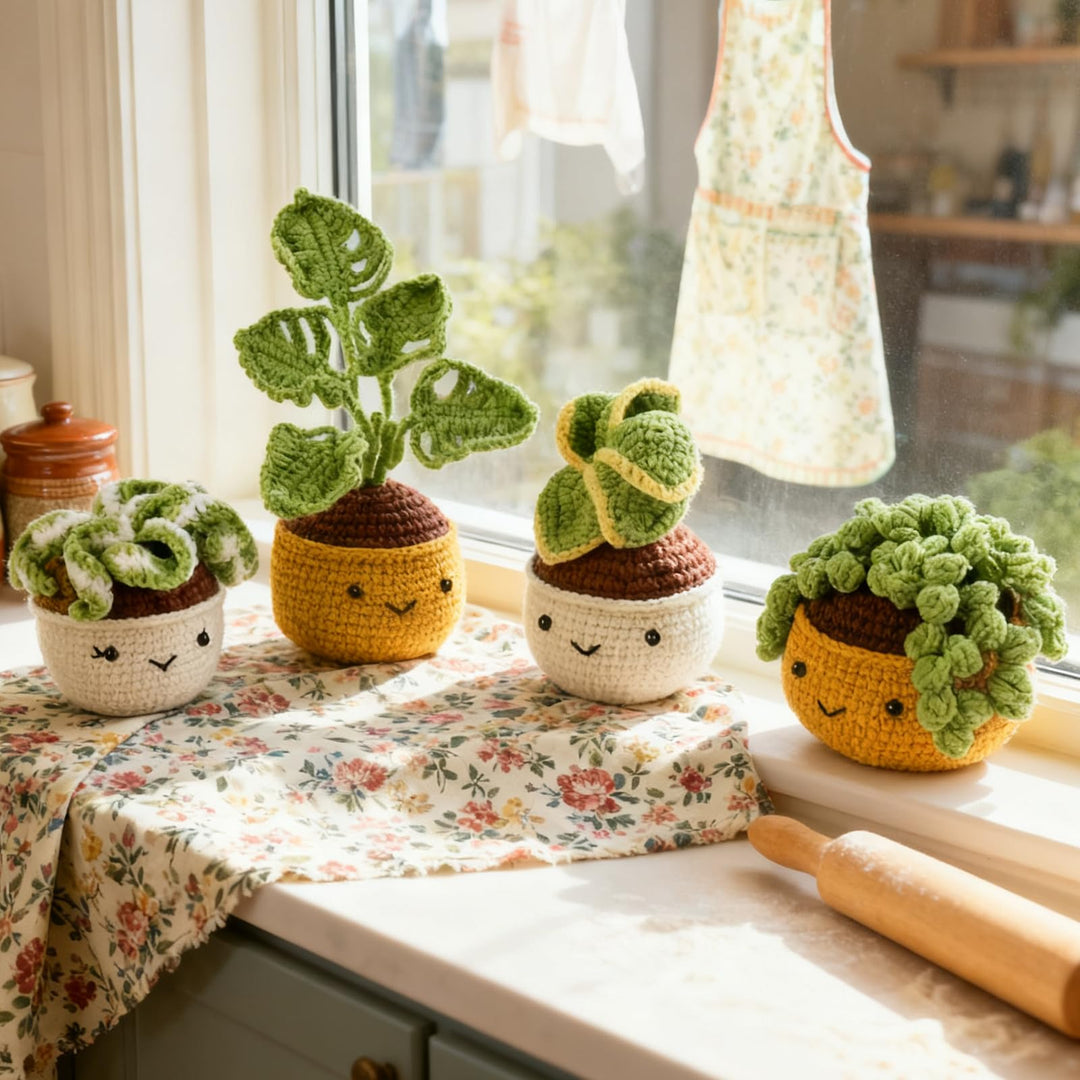 BAIFULAI Kaktus Hänge Häkeln Starter Kits Erwachsene: Häkelset für Anfänger mit Häkelnadeln, Garn un