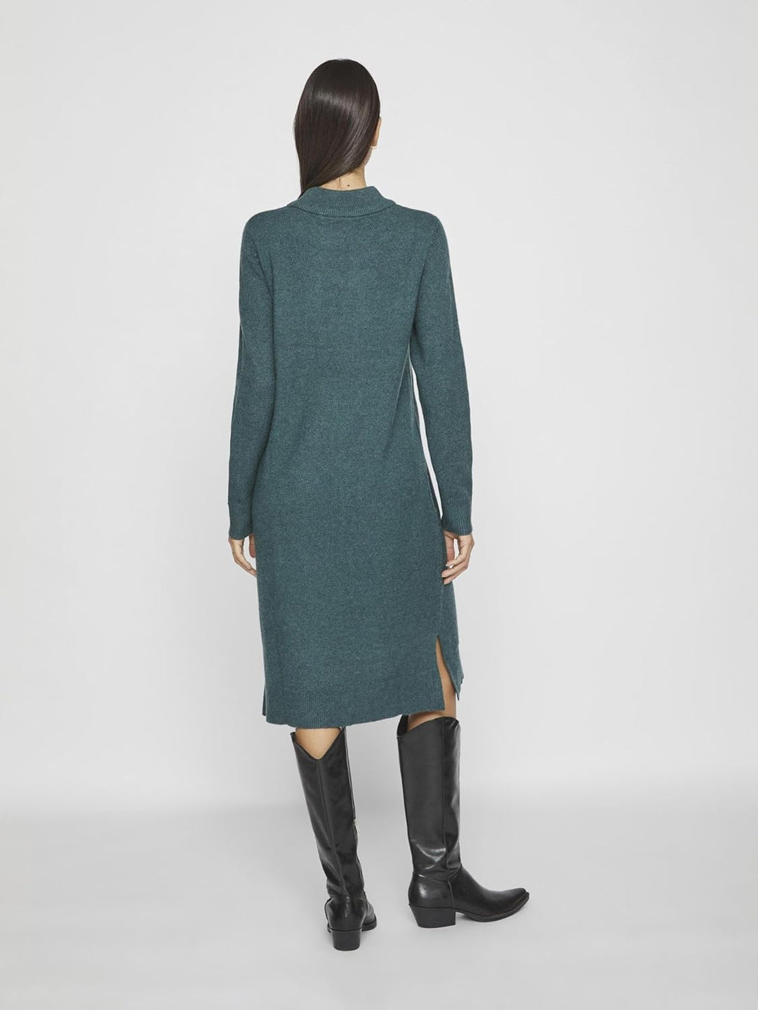 Vila Damen VIRIL Crew Neck L/S MIDI Dress - NO 14061427 XL Grün, XL Grün