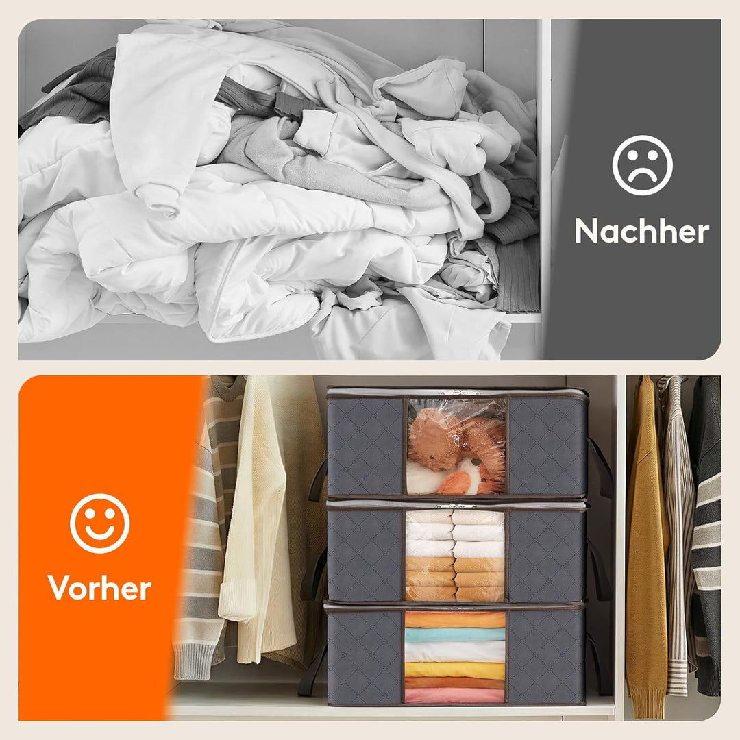 Lifewit 8 Stück Aufbewahrungsbeutel 35L mit Sichtfenster, Faltbare Unterbettkommoden für Kleidung &