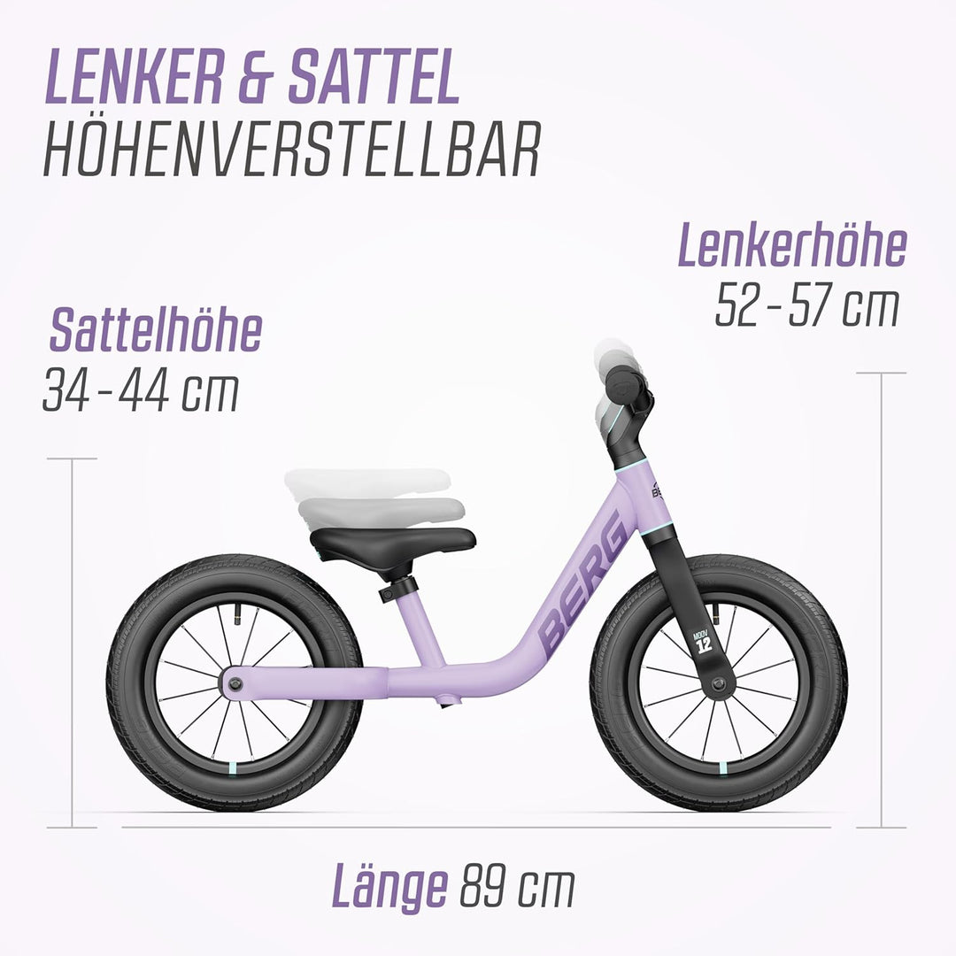 BERG MOOV 12 Laufrad | ab 2,5 Jahre | 12 Zoll | Lauflernrad bis 30 kg mit Luftreifen | Lenkrad und S
