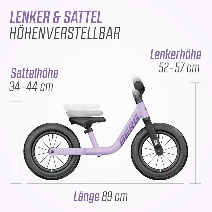 BERG MOOV 12 Laufrad | ab 2,5 Jahre | 12 Zoll | Lauflernrad bis 30 kg mit Luftreifen | Lenkrad und S