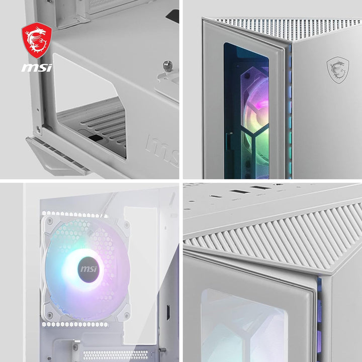MSI MPG GUNGNIR 110R WHITE Mid-Tower PC Gehäuse - Gehärtetes Glas, unterstützt ATX, M-ATX, Mini-ITX,