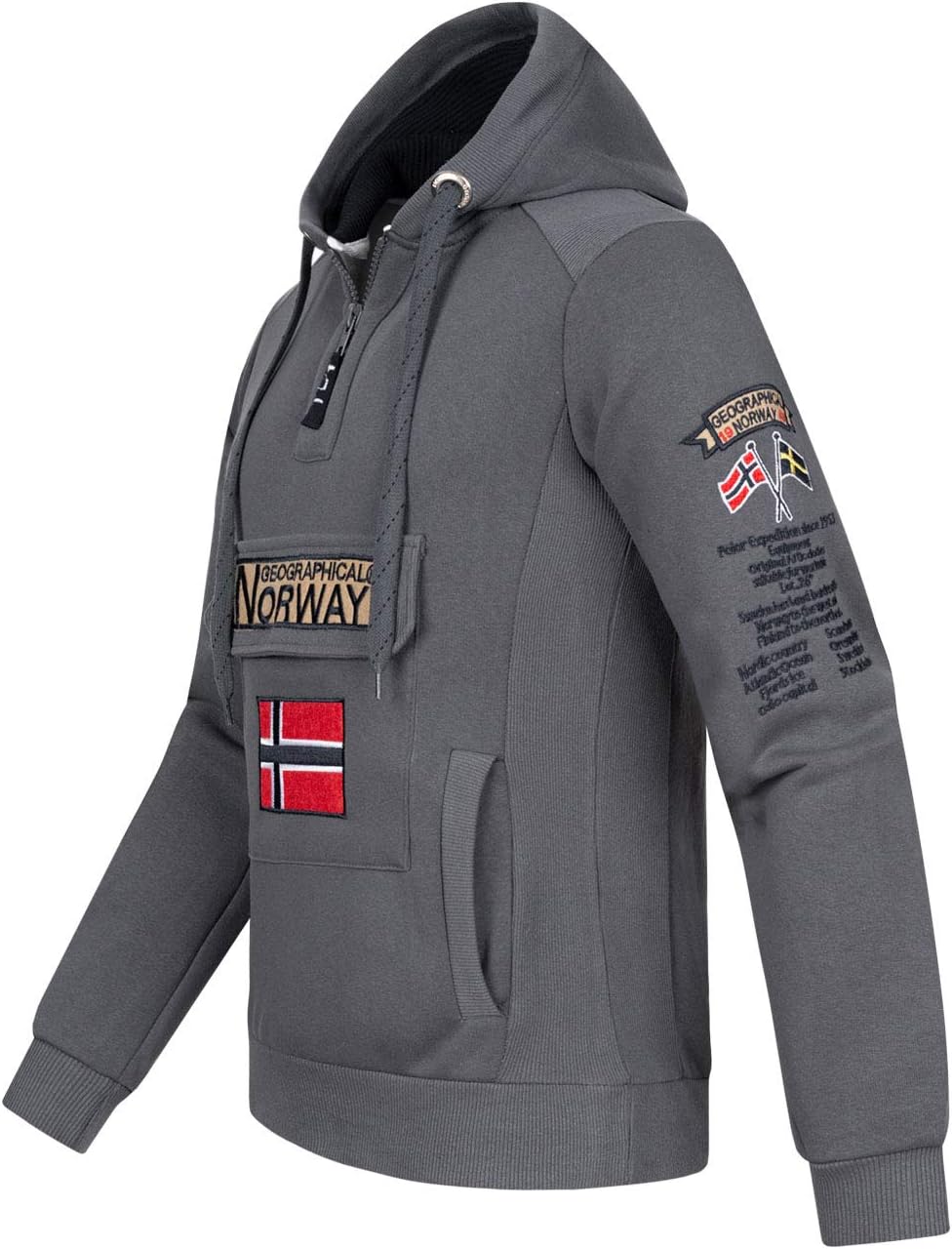 Geographical Norway Herren Gymclass Kapuzenpullover, Dunkelgrau