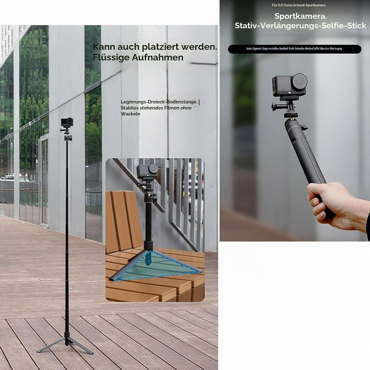 120 cm Stativ & Selfie-Stick für DJI Osmo Action 6, erweiterbares Selfie-Stick-Stativ, kompatibel mi