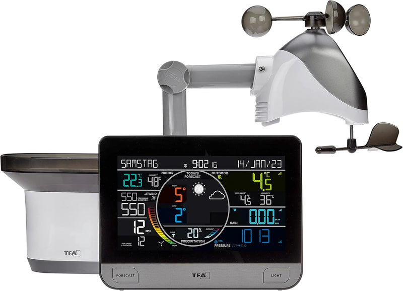 TFA Dostmann Wetterstation WLAN View PRO 6-in-1, 35.8003.01, mit Aussensensor Wind/Temperatur/Luftfe