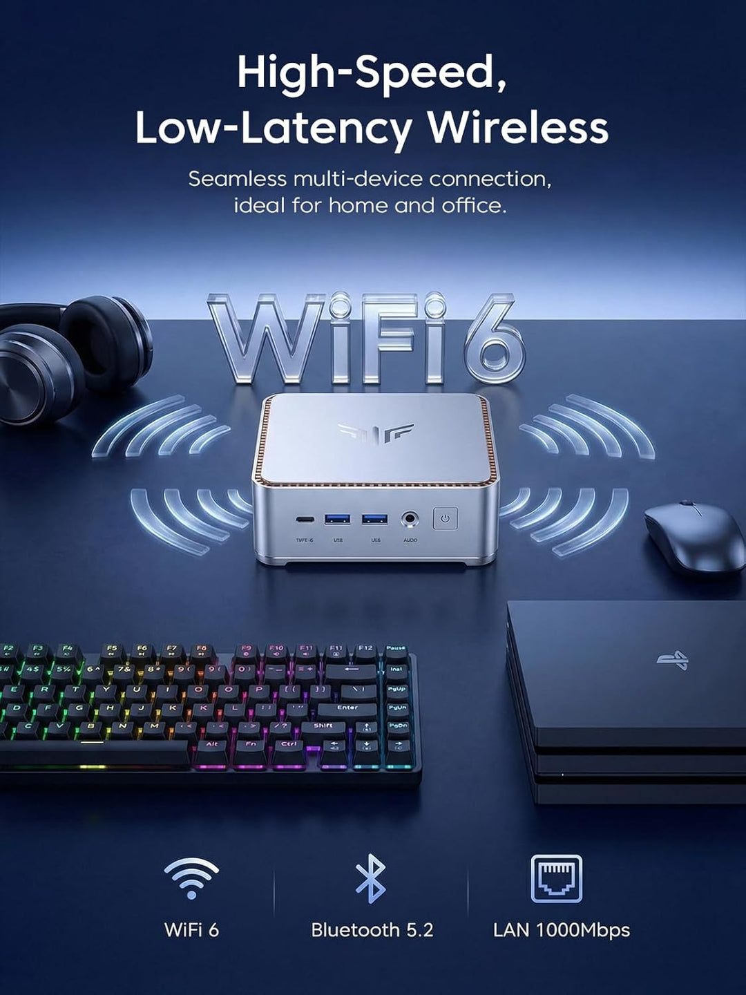 NiPoGi Hyper H2 Mini PC, 14th Gen I ntel Core i5-14450HX (10C/16T, bis zu 4.80GHz), 32GB DDR4 1024GB