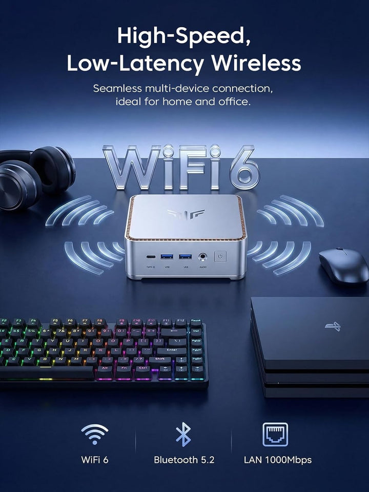 NiPoGi Hyper H2 Mini PC, 14th Gen I ntel Core i5-14450HX (10C/16T, bis zu 4.80GHz), 32GB DDR4 1024GB