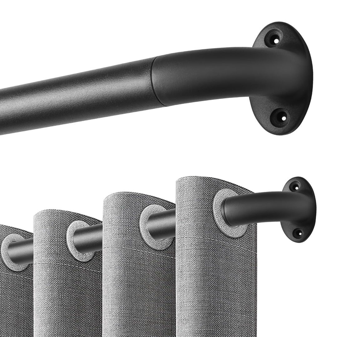 Gardinenstange Schwarz Metall Vorhangstangen Ausziehbar 76-150cm, 25mm Durchmesser Gardinenstange fü