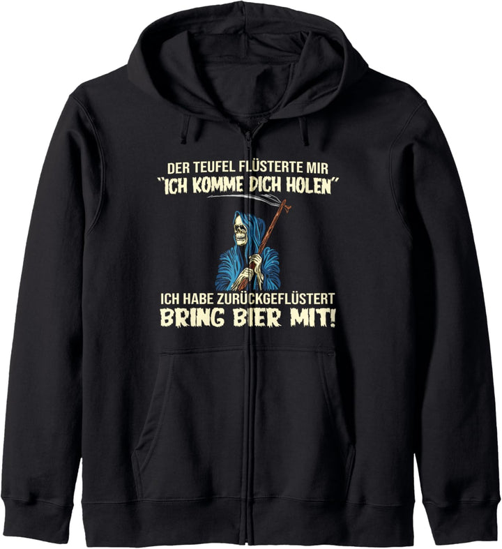 Lustiges Sensenmann T-Shirt Spruch Teufel Bier Kapuzenjacke