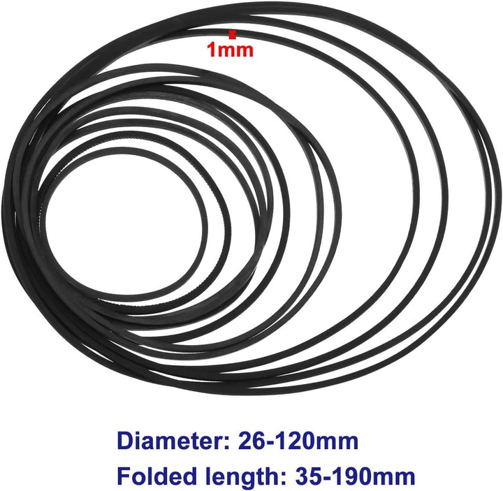 240 Stück 1mm Recorder-Gummiriemen Durchmesser 26–120mm Gefaltete Länge 35–190mm Mix-Kassettenband-M