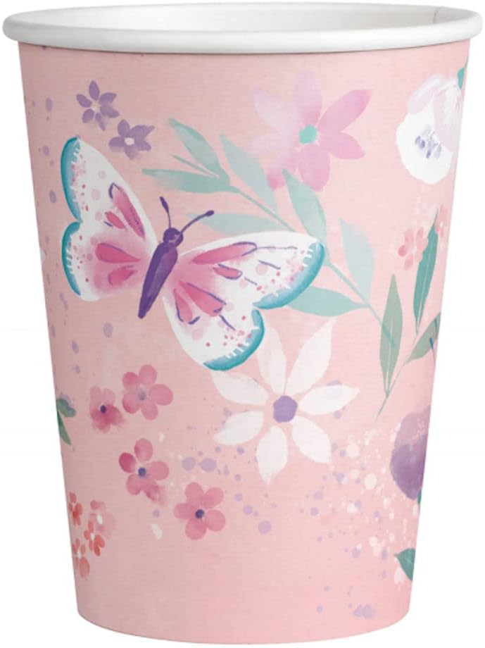 HHO Schmetterling-Flutter-Party-Set 33tlg. für 8 Gäste 8 Teller 8 Becher 16 Servietten 1 Tischdecke