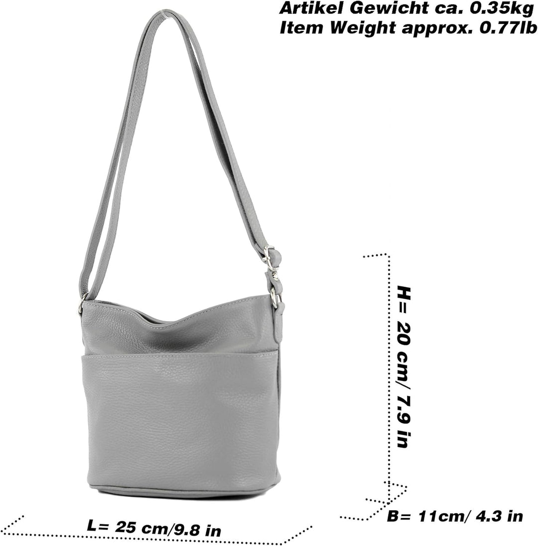 modamoda de - T198 - ital. Umhängetasche Klein Small aus Leder Camel, Camel