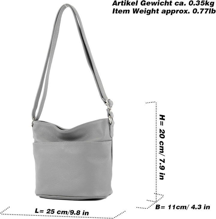 modamoda de - T198 - ital. Umhängetasche Klein Small aus Leder Camel, Camel