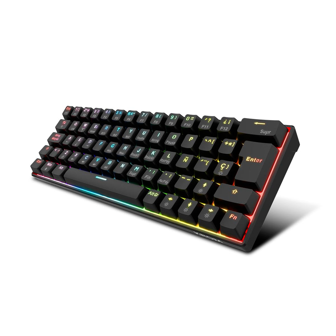 KROM KYARA - Mechanische RGB-Gaming-Tastatur, Bluetooth 5.0, 2,4 GHz und USB, Design im 60 Prozent-F