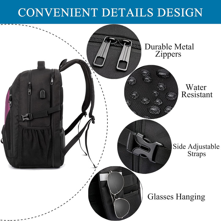 LIWAG Extra Gross Rucksack Damen 50L Wasserdicht 17 Zoll Laptoptasche Arbeit Laptop Rucksack mit USB
