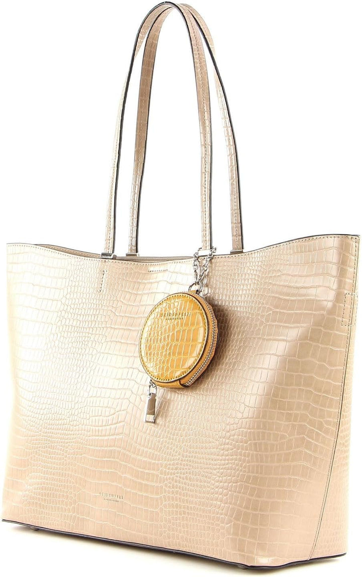 Seidenfelt Shopper Lokken mit Krokoprägung Weiss, Weiss