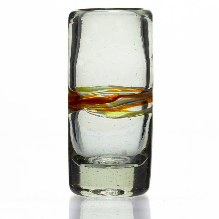 Tumia LAC Handgemachtes Tequila/Shot Glas - recyceltes Glas – Verschiedenfarbiger Streifen - Set aus
