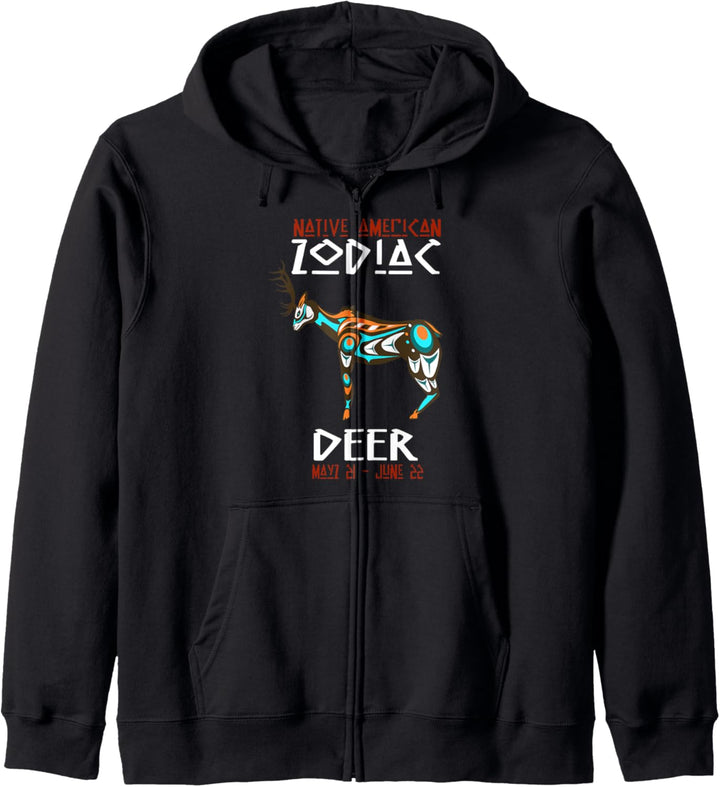 Native American Deer Astrologisches Zeichen Indianer Tierkre Kapuzenjacke