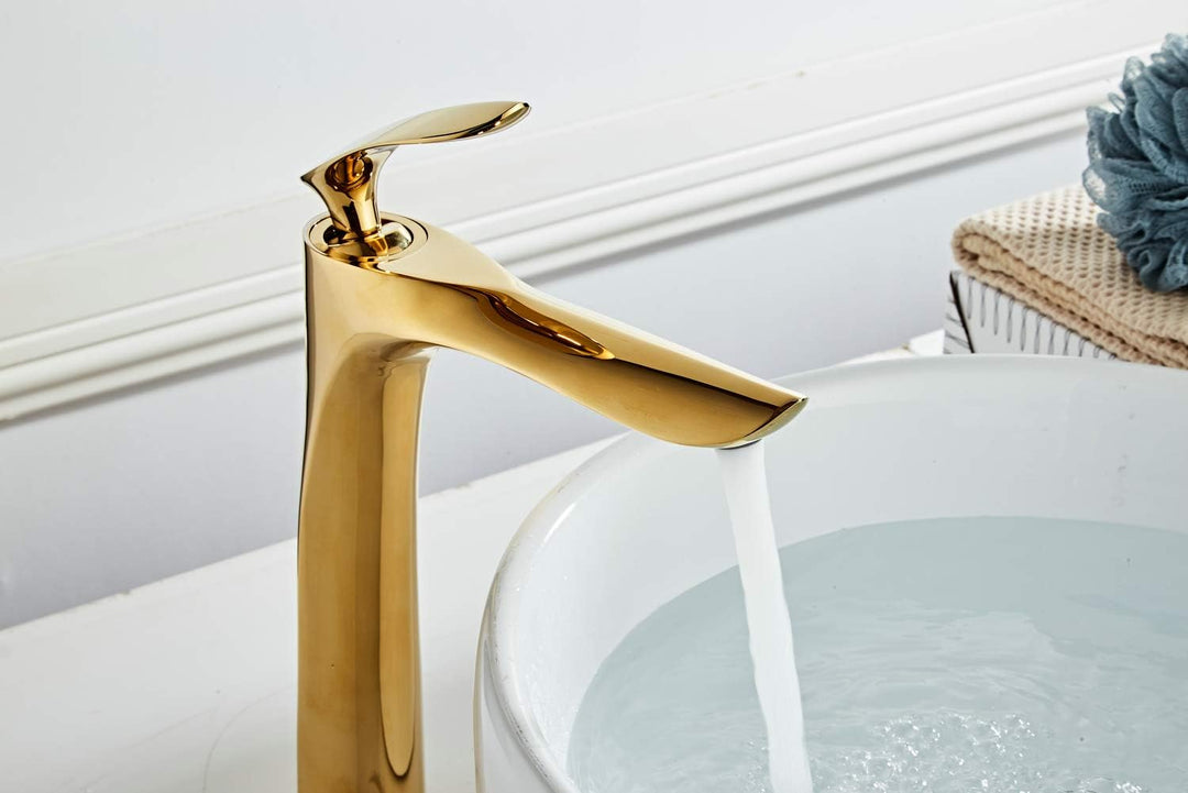 Leekayer Bad Waschbecken Wasserhahn Hoch Körper Einhand Einlochmontage Toilette Gold Chrom Messing,L