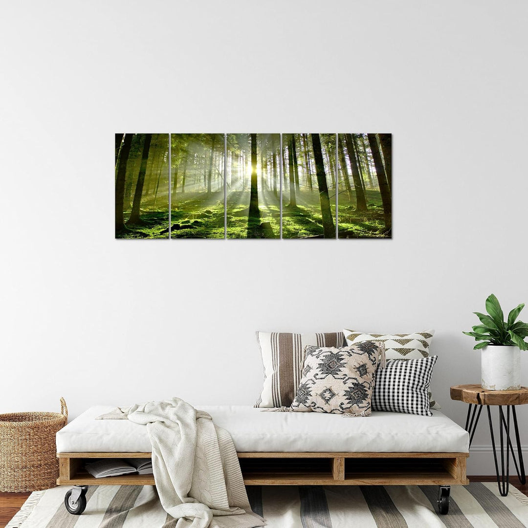 Runa Art Bild Wald Landschaft Wandbilder auf Vlies Leinwand 5 Teilig Wanddekoration Schlafzimmer Woh