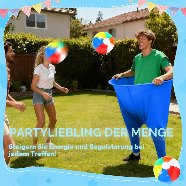 Granny Pants Yard Game 2er Set, Fanghosen-Spiel für Erwachsene, 2 Riesige Hosen, 12 Aufblasbare Rain