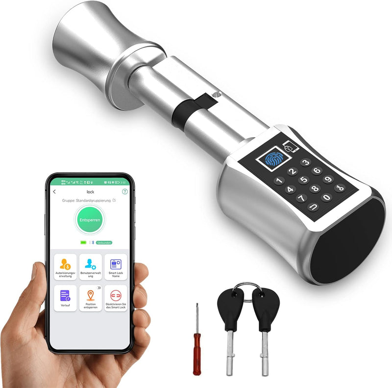 Türschloss Fingerabdruck, Eseesmart Elektronisch Tür-Schliesszylinder 35/35 mit Tastatur Codes und S
