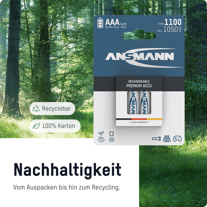 ANSMANN Akku AAA Micro 800mAh 1,2V NiMH 16 Stück für Geräte mit hohem Stromverbrauch - Wiederaufladb