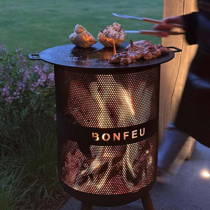 BonFeu Bonves Ø 34cm Schwarz - Feuerkorb für den Garten - Feuertonne & Feuerstelle - Feuerschale Feu