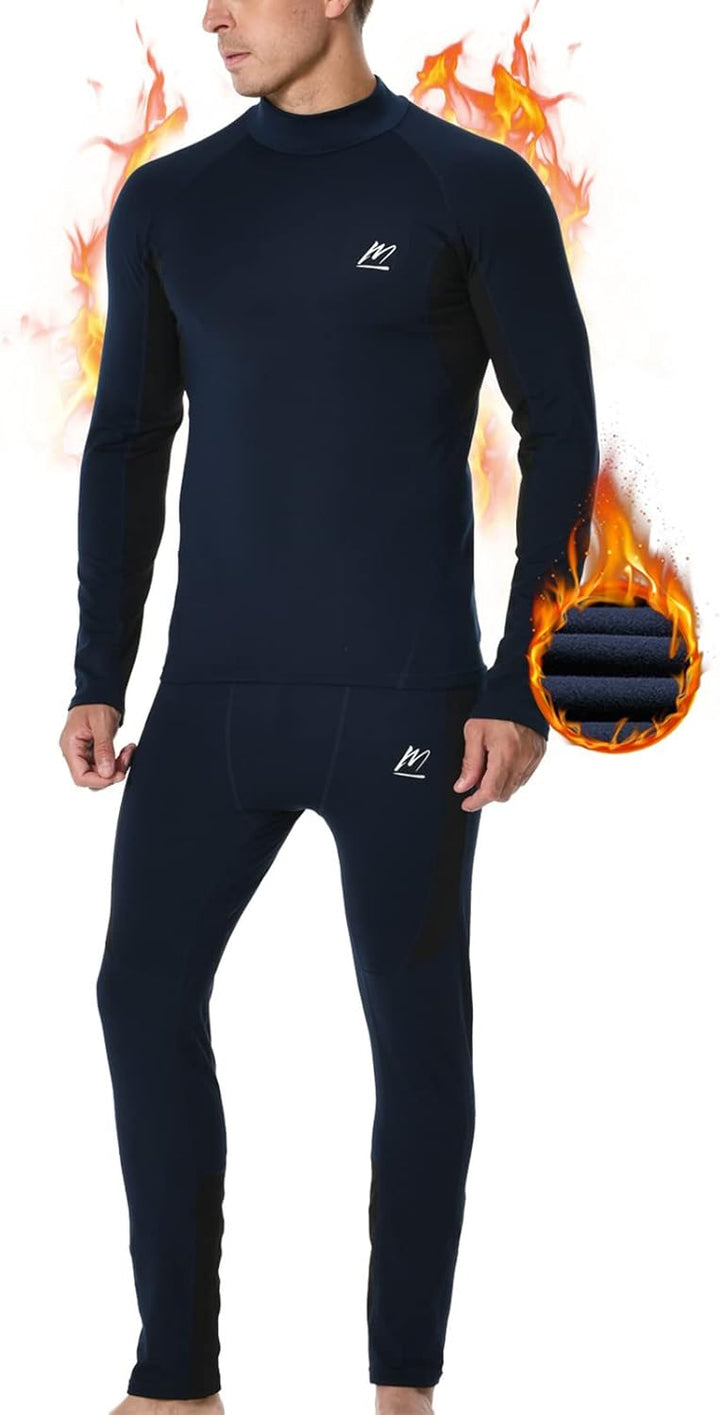 MeetHoo Thermounterwäsche Herren, Funktionsunterwäsche mit Rollkragen Skiunterwäsche Winter Thermowä