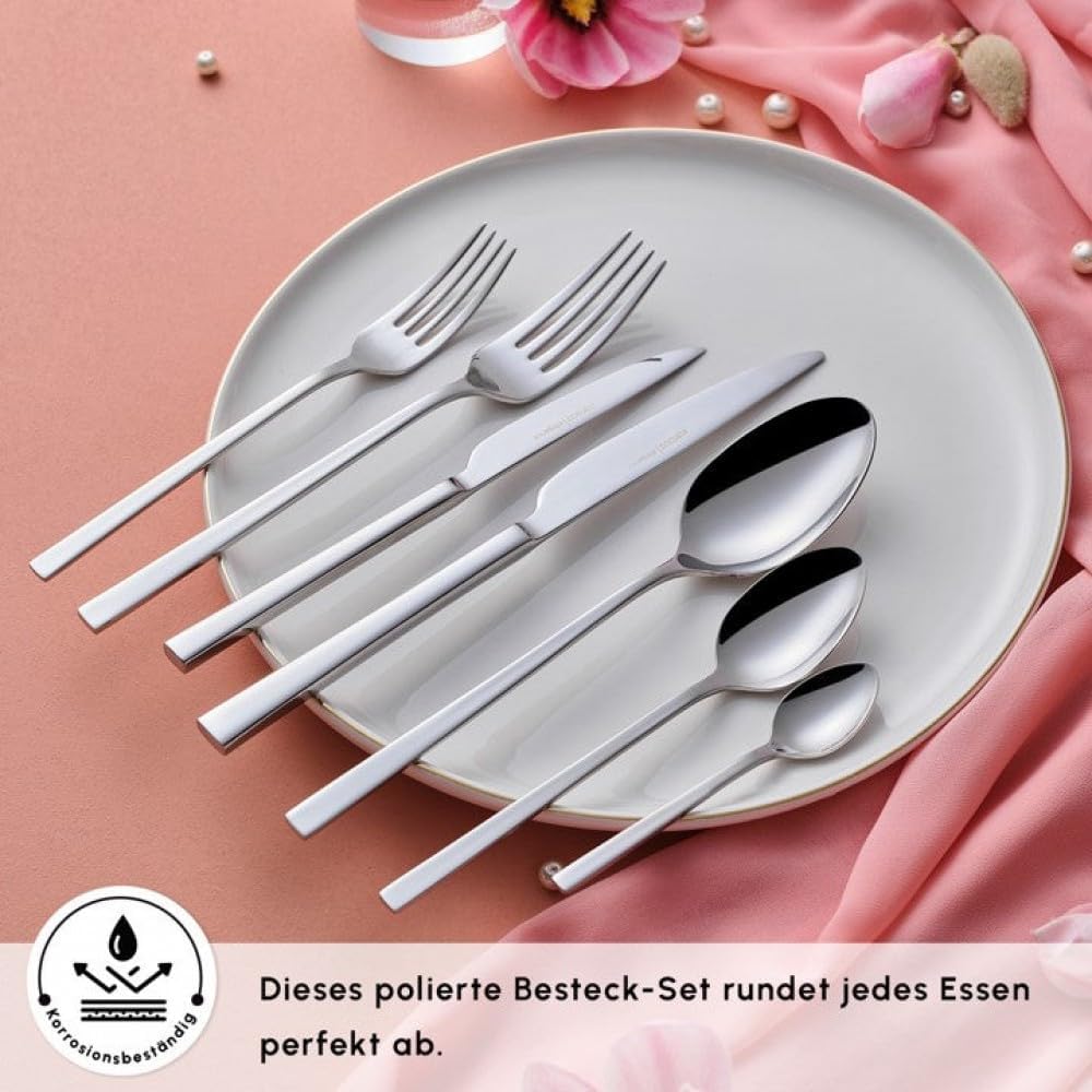 Karaca Serenity Elegance Besteck Set 12 Personen Spülmaschinenfest Essbesteck, 84 teilig Silver Best