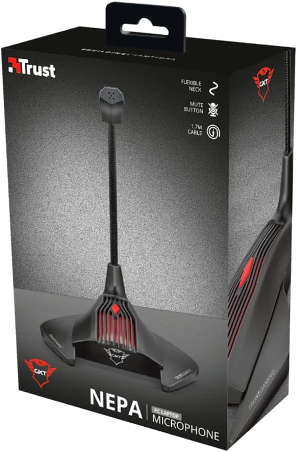 Trust Gaming GXT 239 Nepa Gaming Mikrofon für PC (Standmikrofon mit 3.5mm Klinke für Skype, Streamin