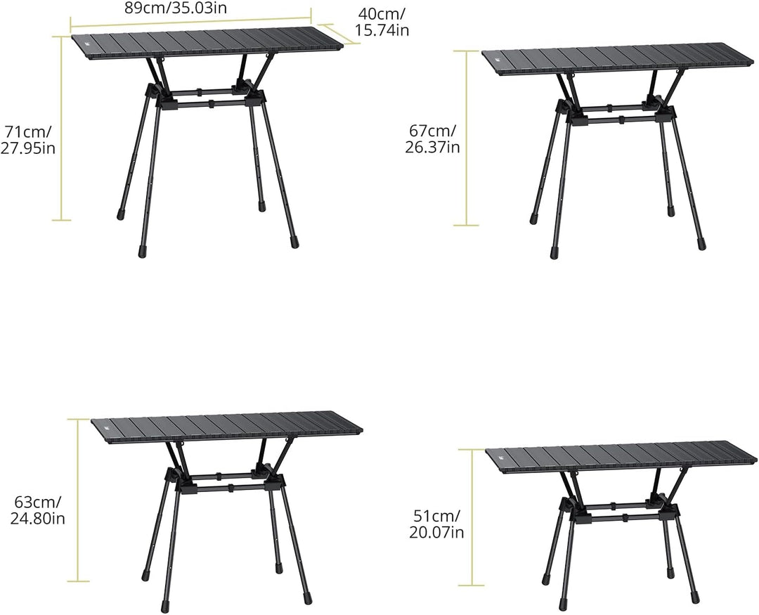Anbte Campingtisch Klapptisch aus Aluminium 88x40cm(LXB) mit 4 verstellbare Höhen 51/63/67/71cm, Auf