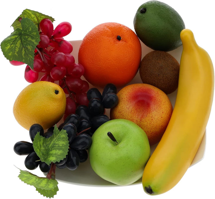 Gresorth Künstliche Früchte Fälschen Apfel Banane Orange Zitrone Pfirsich Traube Kiwi Dekoration - 9