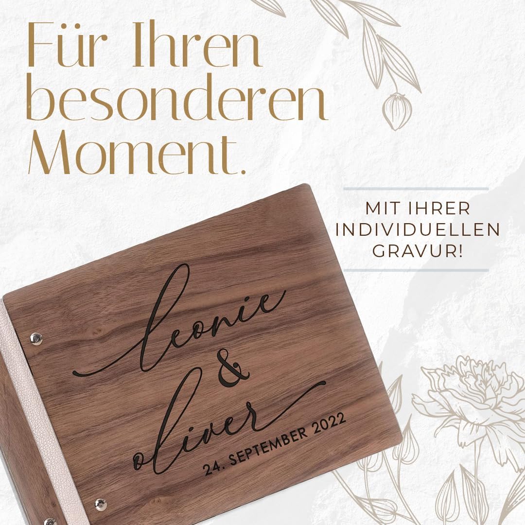 Hochzeitideal – Personalisierbares Gästebuch Hochzeit Patti E10 mit 40 Seiten I Hochzeit Gästebuch a