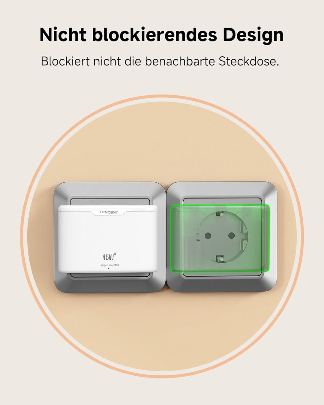 LENCENT Flaches USB C Ladegerät Slim 45 Watt Schnellladegerät Netzteil 4-Port Charger dünner Ladeste