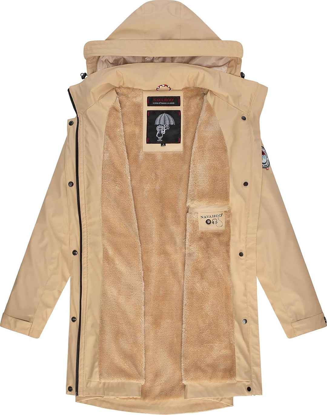 Navahoo Damen wasserdichter gefütterter Regenmantel Deike XL Beige, XL Beige