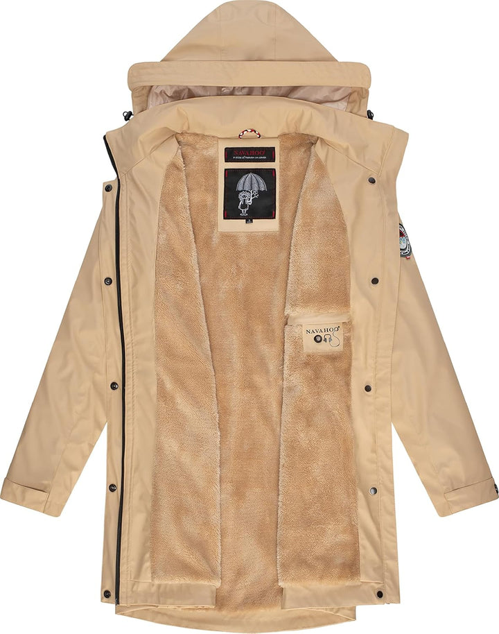 Navahoo Damen wasserdichter gefütterter Regenmantel Deike XL Beige, XL Beige