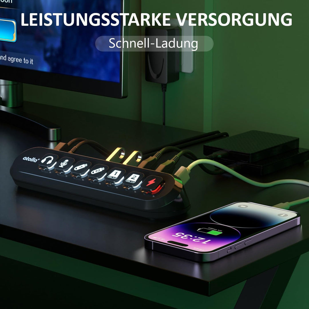 USB Hub Aktiv 3.0 mit Netzteil 36W, atolla Aktiver USB 3.0 Hub 5Gbps USB Verteiler und 1 Fast Charge