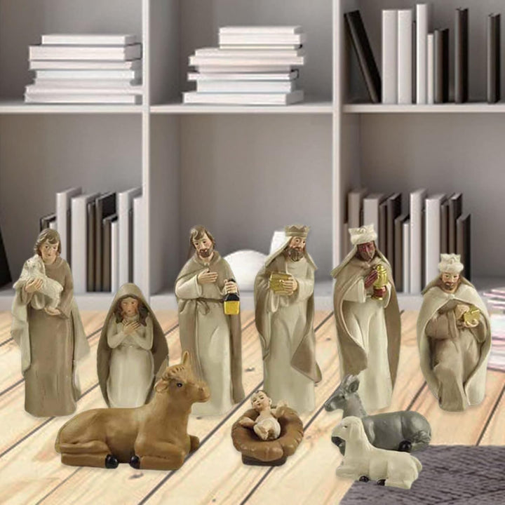 Generisch Krippenfiguren - Kunstharz Krippenszene Dekoration,Weihnachtliche Tischdekoration Figuren