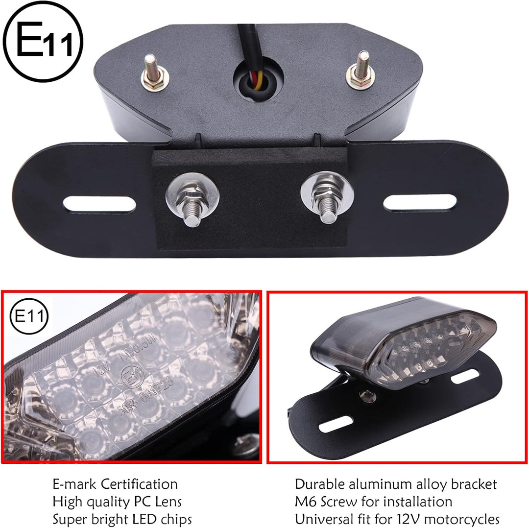 JMTBNO Motorrad 20 LED Rücklicht Bremslicht Blinker Kennzeichenbeleuchtung mit Halterung E-geprüft U